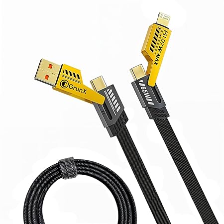 Tech Dazzle 4-in-1 Fast Charging Cable [4FT, 65W]